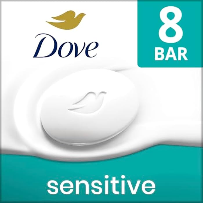 Dove Beauty Bar Soap Sensitive, 8 Bars for Sensitive Skin, Fragrance Free and Hypoallergenic 3.75 oz - Image 2